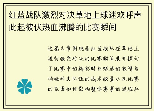 红蓝战队激烈对决草地上球迷欢呼声此起彼伏热血沸腾的比赛瞬间